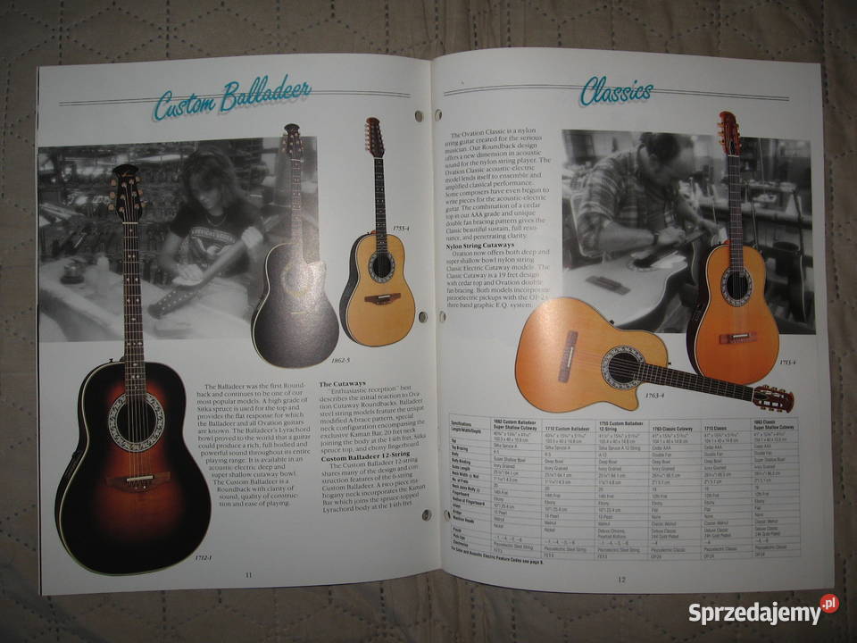 Ovation 1991 katalog gitar pomorskie Kępice