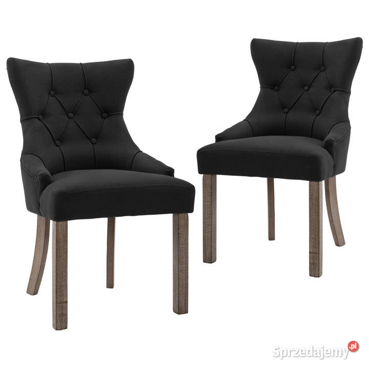 Krzesła stołowe 2 czarne obite tkaniną WM287942 Warszawa sprzedam