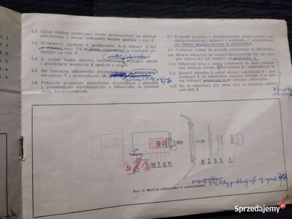 Instrukcja obsługi radia samochodowego Unitra małopolskie sprzedam