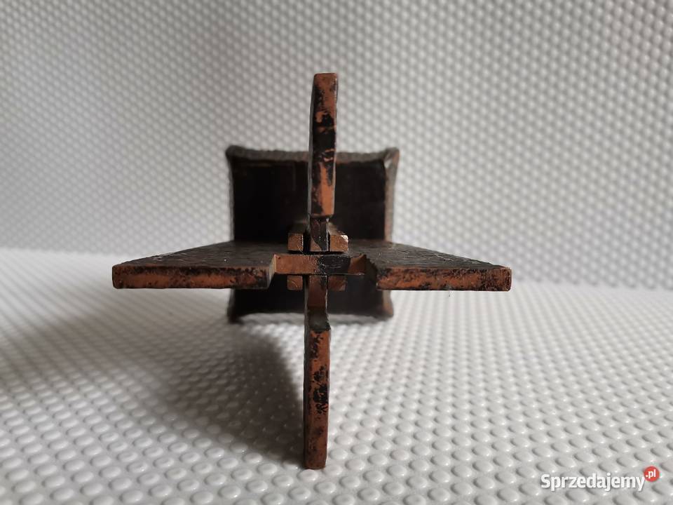 Stary miedziany świecznik metaloplastyka design Antyki Katowice