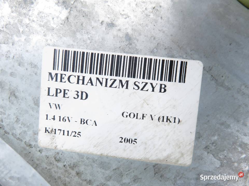 PODNOŚNIK SZYBY LEWY PRZEDNI 3D VW GOLF V Mechanizmy opuszczania szyb