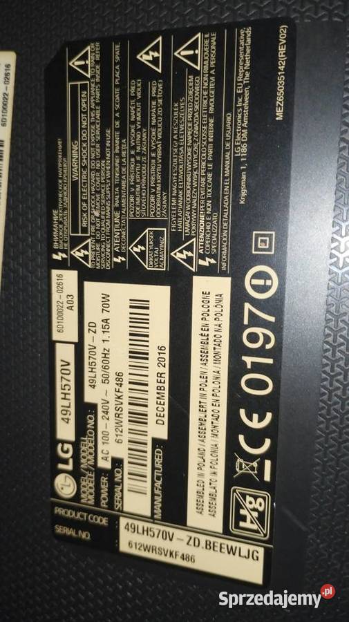 Płyta główna TV LG 49LH570H sprawna Limanowa