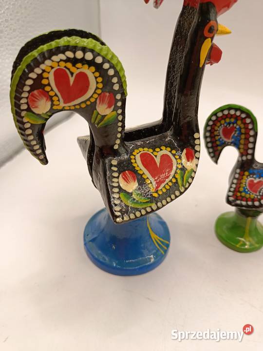 Zestaw czterech metalowych kogutów ptaków Figurki i rzeźby