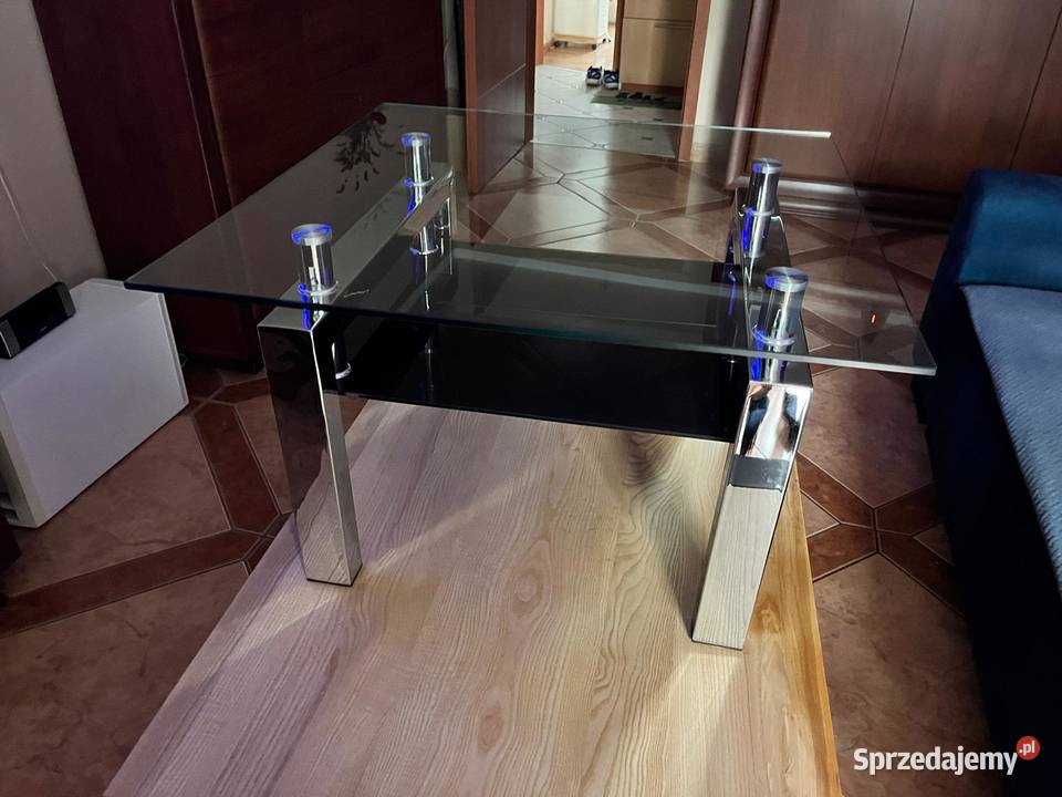 Stolik kawowy Bert 70x70x44 szklany blat chrom Kostrzyn nad Odrą