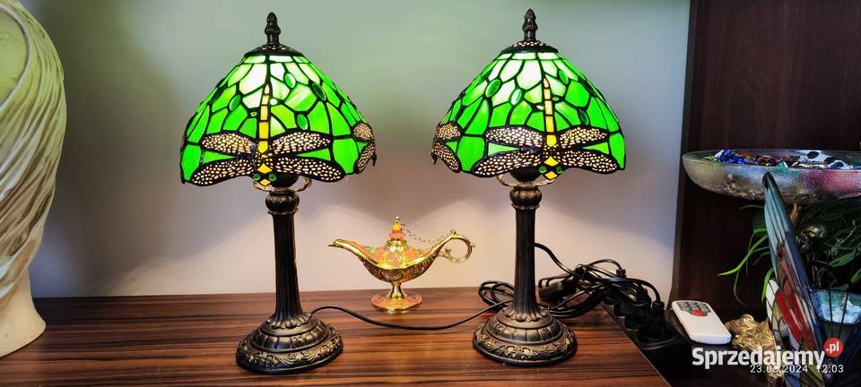Lampki nocne witrażowe ważki 37cm łódzkie
