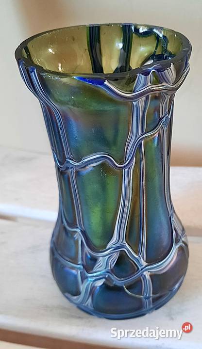 Wazon irizowane czeskie szkło Pallme Konig 1900