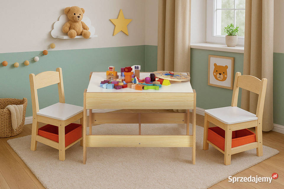 Zestaw mebli dzieci stolik 2 krzesła tablica opolskie
