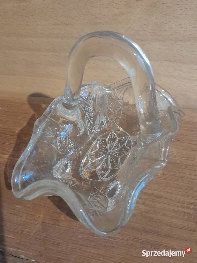 Stary maleńki kryształowy koszyk koszyczek Kolekcje Dąbrowa Górnicza