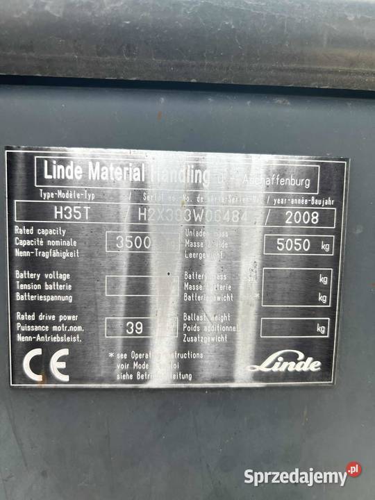 Wozek widlowy Linde H35T 2008r Nowe opony UDT Bratoszewice