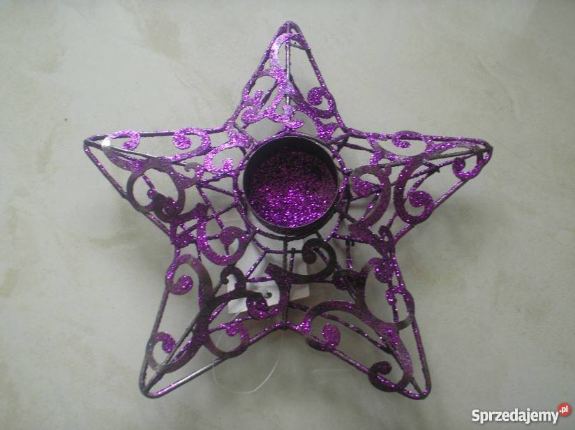 Czerwony fioletowy brokatowy świecznik gwiazda Kraków sprzedam
