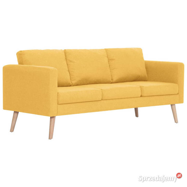Sofa 3osobowa tapicerowana tkaniną żółta Sofy i kanapy Warszawa