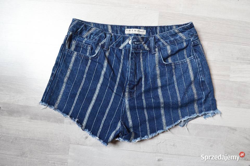 Denim Co szorty krótkie spodenki paski prążki L Warszawa