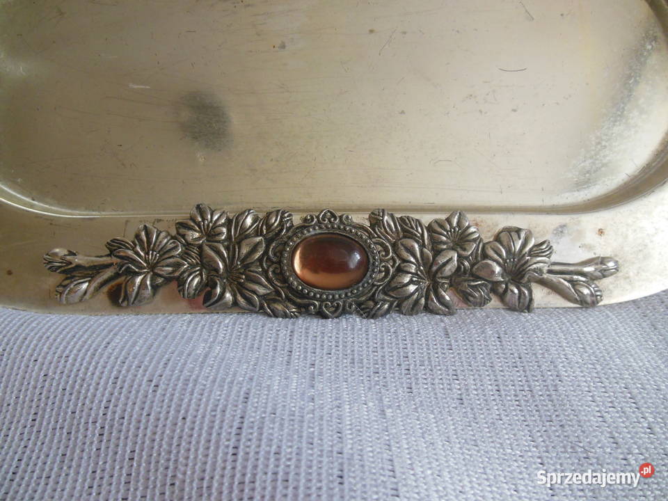 Taca owalna metalowa zdobiona Kielce