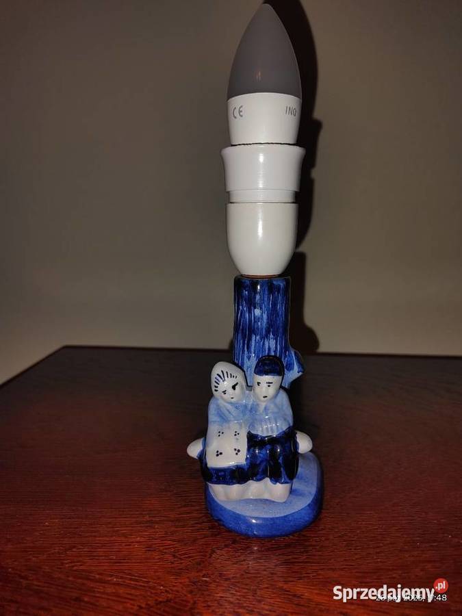 Lampa porcelanowa Holandia 1940 oryginał vintage