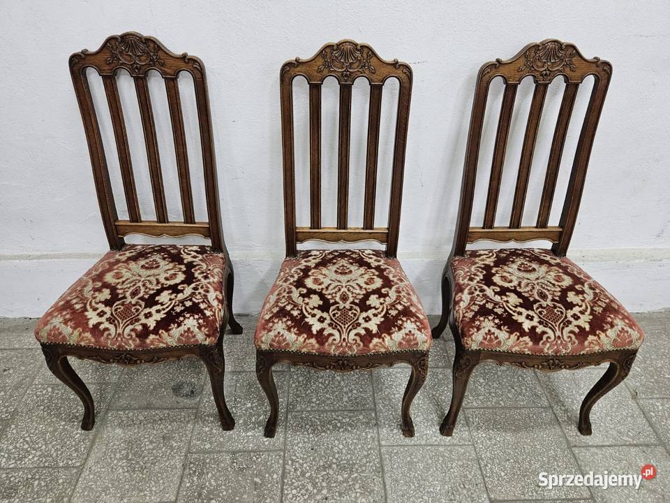 Stare dębowe krzesła ludwikowskie Francja Nowy Sącz