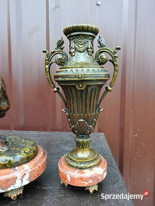 Piękny zegar kominkowy z wazonami Francja XIX podkarpackie