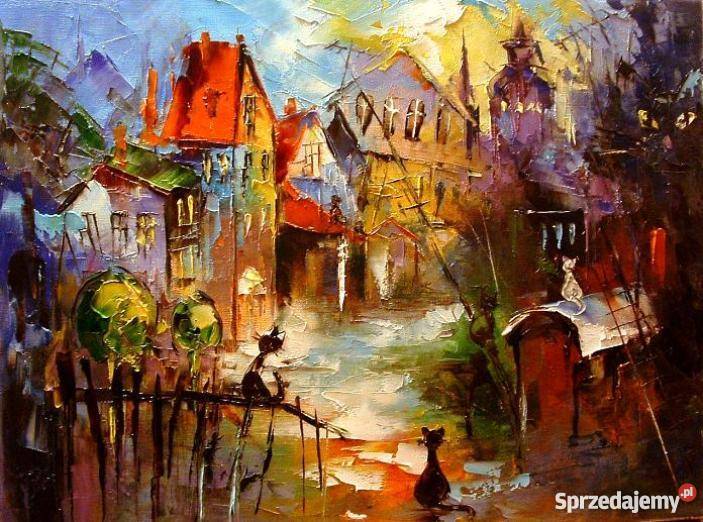 Koty Obraz plejny 40x30 szpachla dolnośląskie Wrocław