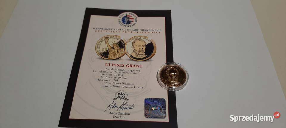 moneta 1 Dolar U GRANT 2011 CERTYFIKAT X9344 Numizmatyka Warszawa