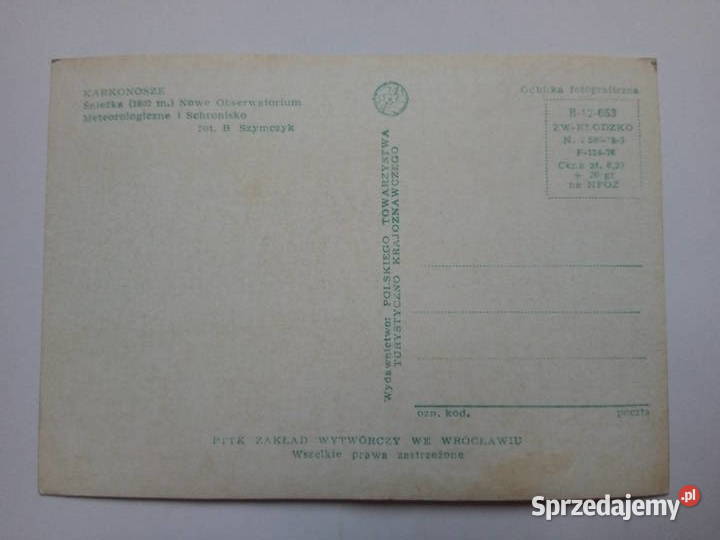 Pocztówka Śnieżka Obserwatorium 1978r NOWA śląskie Dąbrowa Górnicza
