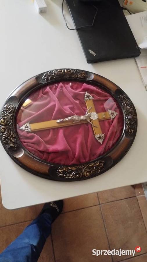 Stary Krucyfiks zakszklony Piękny Przełom IXX Krosno