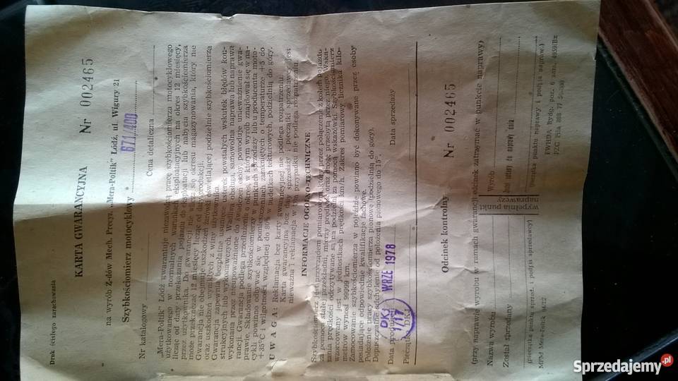 Licznik Wsk 125175 org przebieg PRL Książenice