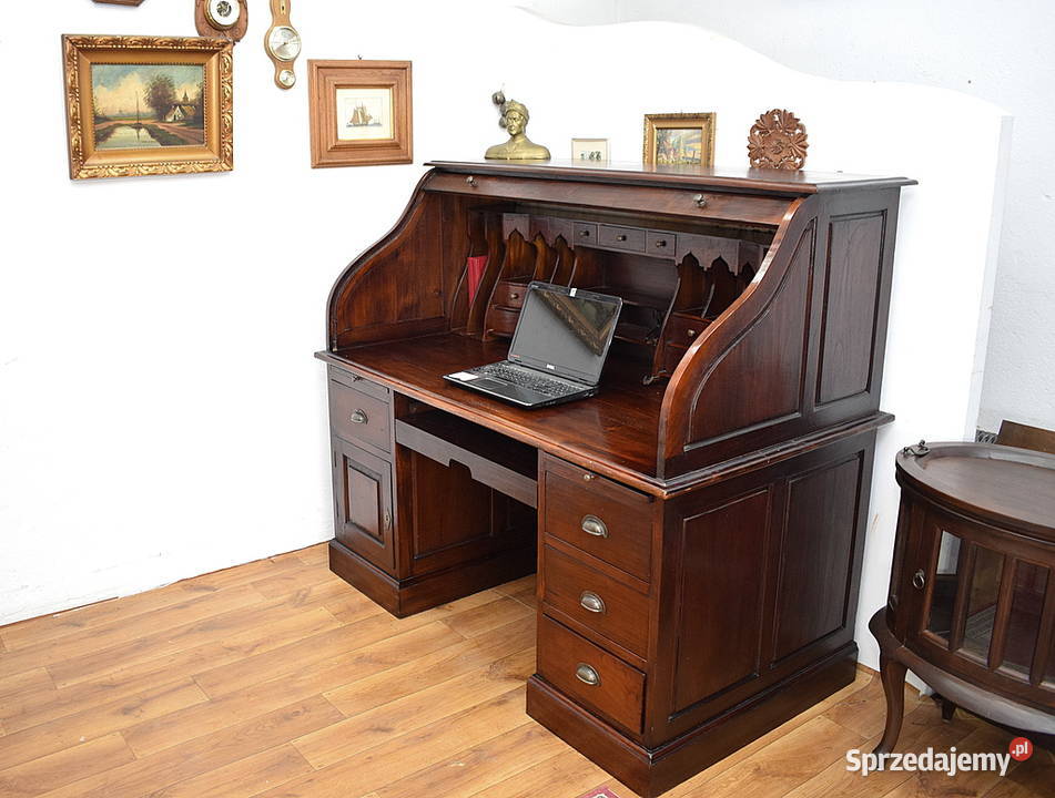 DUŻA SOLIDNA SEKRETERA Z ROLETĄ BIURKO Meble