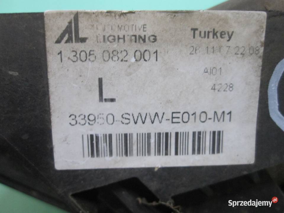 HONDA CRV III 08r halogen lewy przód 1305082001