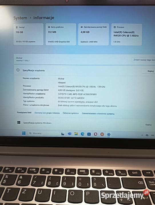 komputer Laptop Lenovo ideapad 1i 157 15IGL7 Łańcut