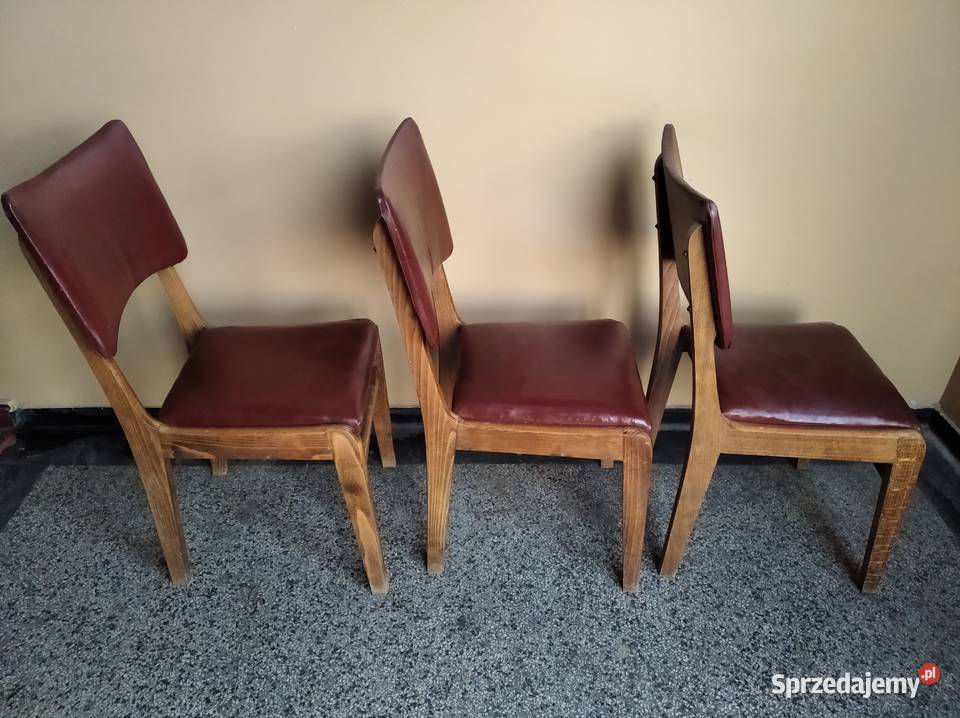 OKAZJA Krzesła Drewniane Skórzane 3