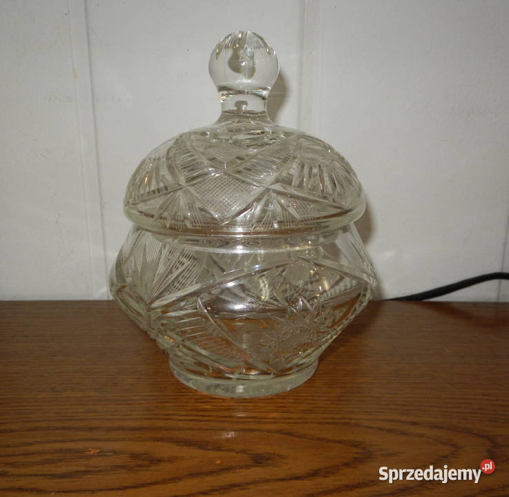 Cukiernica kryształowa zdobiona retro vintage Leżajsk