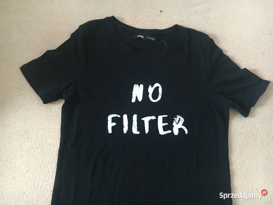 czarna koszulka xxs 32 biały napis no filter biały Toruń