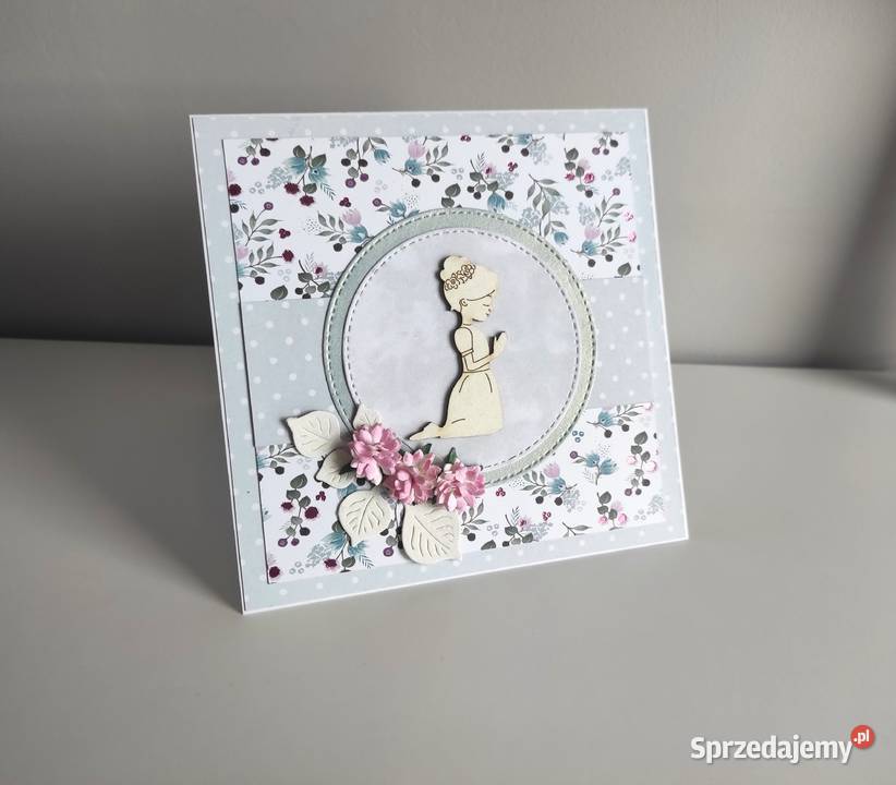 Kartka ręcznie robiona Komunia Święta handmade Łódź