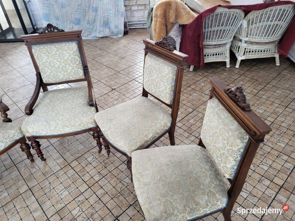 Zestaw sofa 2 fotele 4 krzesła piękny antyczny śląskie