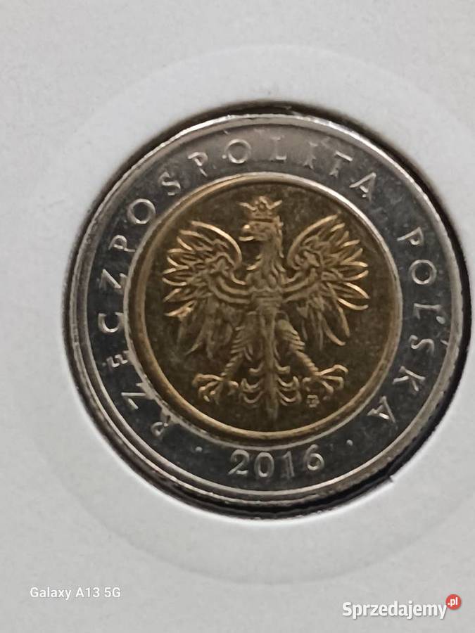 5 złotych 2016 r Destrukt menniczyrzadkość Konin