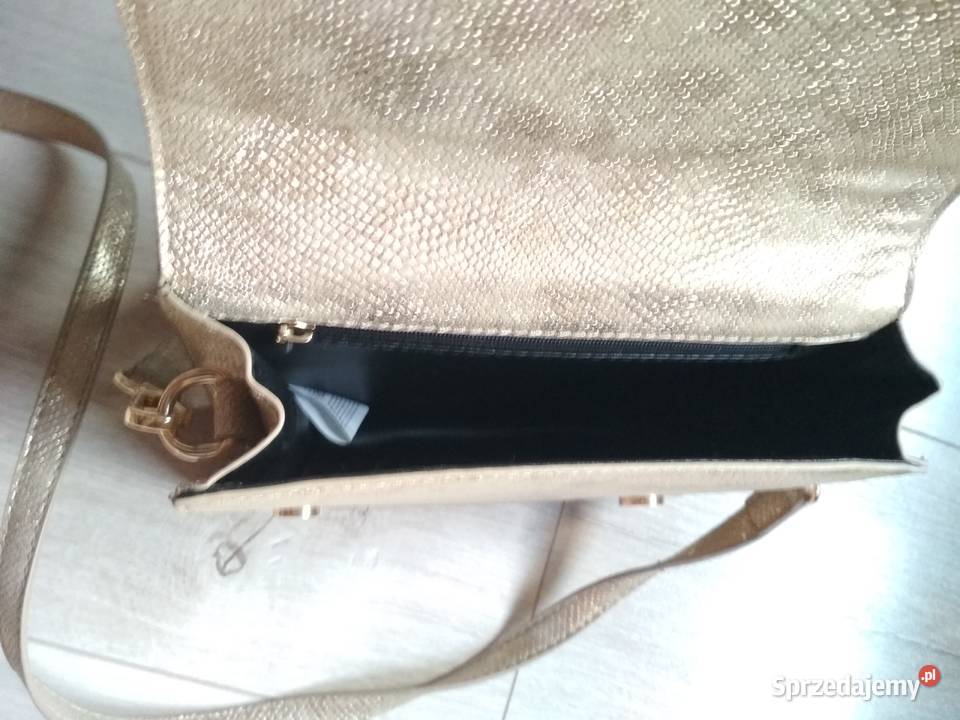 Torebka damska ze skóry pozłacana 19cm Szczecin sprzedam