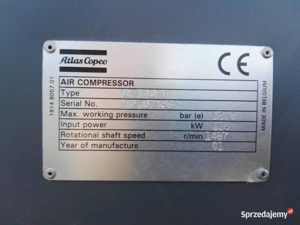 Sprężarka śrubowa kompresor ATLAS COPCO GA110