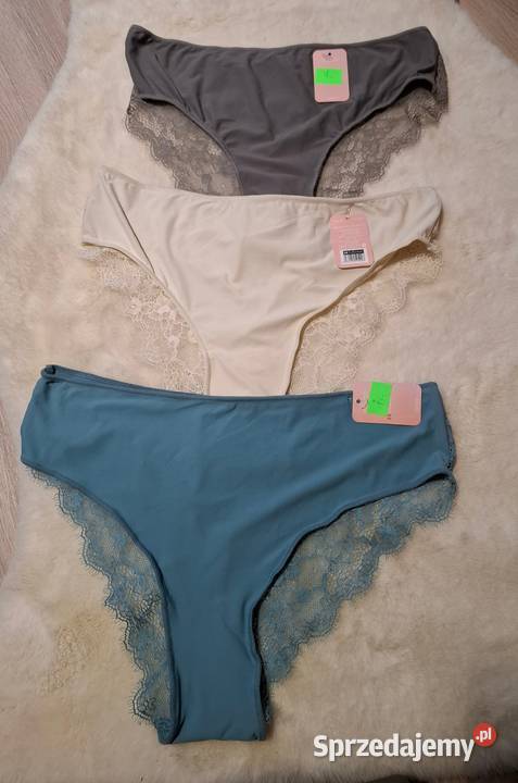 Majtki mocno wycięte z koronką 3 sztuki L Figi świętokrzyskie sprzedam