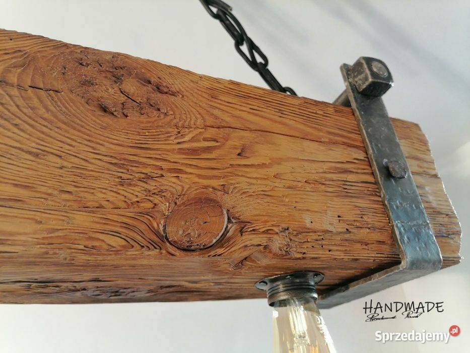 Drewniana lampa żyrandol RETROLoft 120lat stara Dom i Ogród Bytów