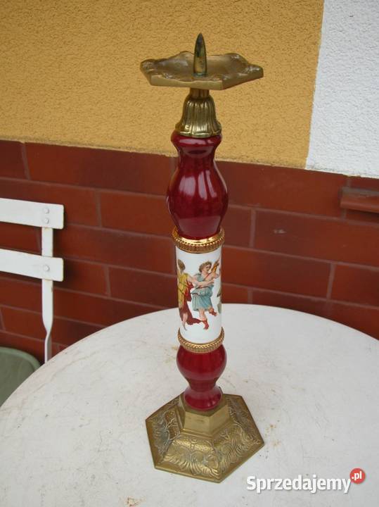 stary świecznik mosiądz i porcelana śliczny Gorzów Wielkopolski