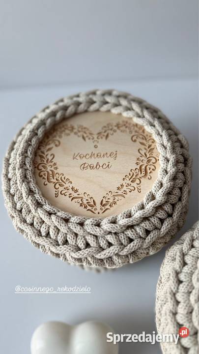 Szkatułka pudełko na szydełku dzień babci i Rękodzieło