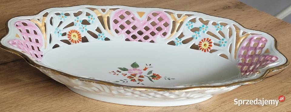 Ręcznie malowana owalna patera ażurowa kratka Porcelana i szkło Kraków sprzedam