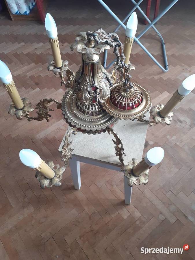 Żyrandol mosiężny z lat siedemdziesiątych plus Antyki Kraków