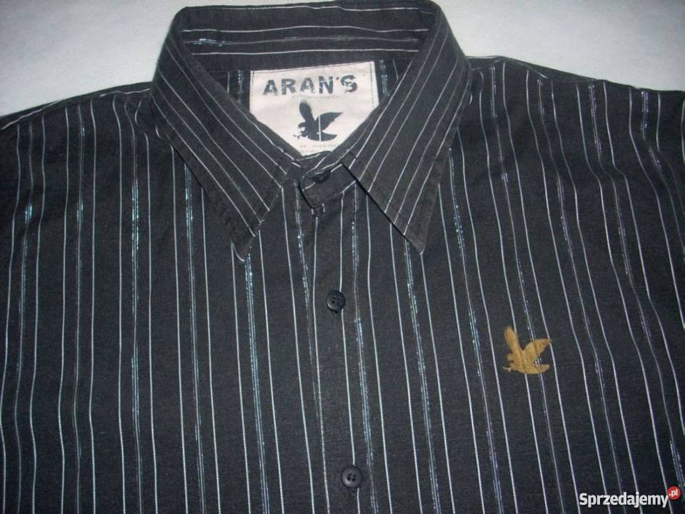 Arans Koszula Męska Paski Roll up Grafit L szary/srebrny Odzież codzienna Nowy Sącz