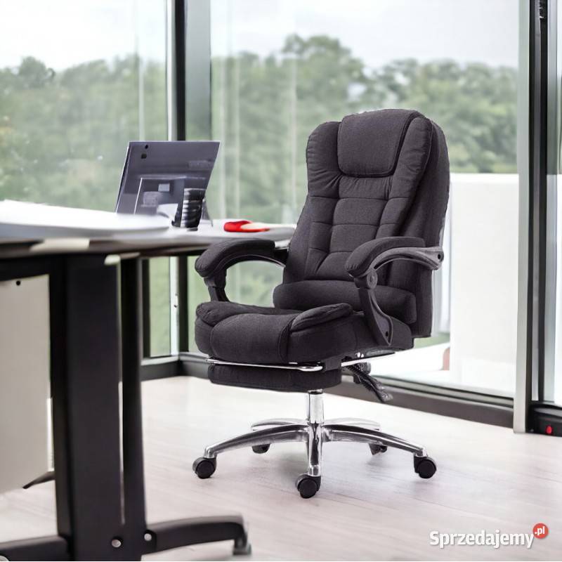 Fotel obrotowy BOSS z podnóżkiem Materiał czarny 51cm Warszawa