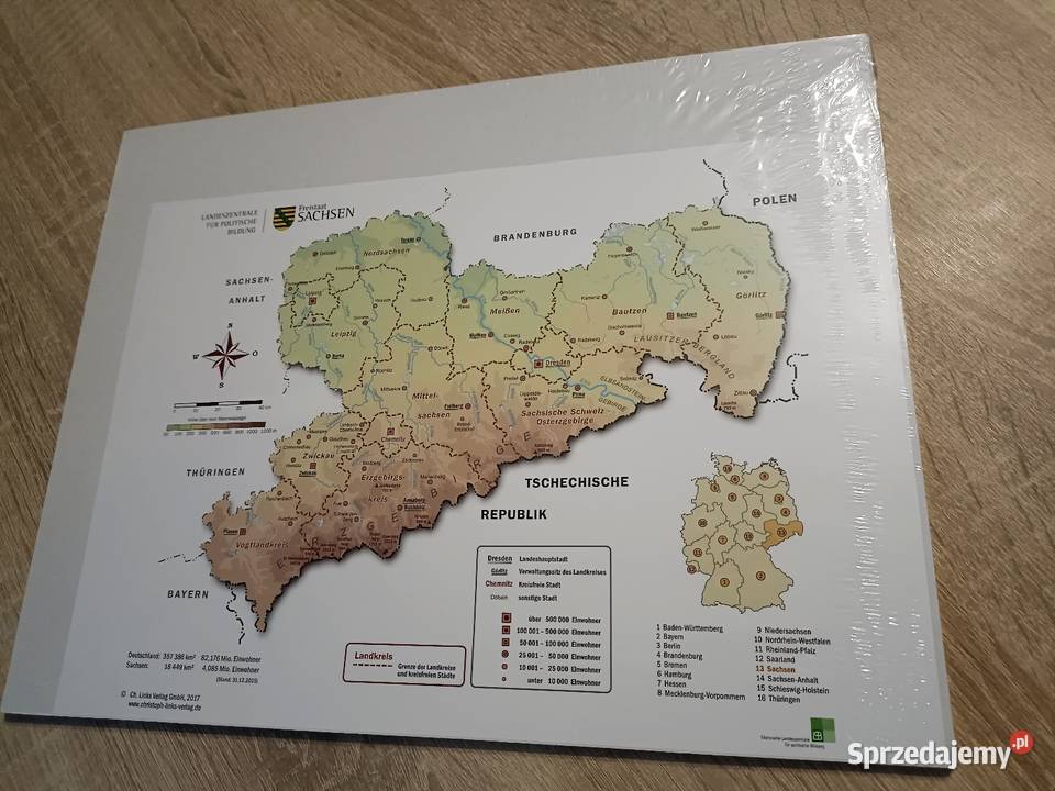 Puzzle z mapą Saksonii Freistaat Sachsen Kwidzyn