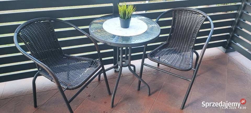 Komplet ogrodowy 2 krzesła stolik szklany ratan Krzesła ogrodowe Siewierz