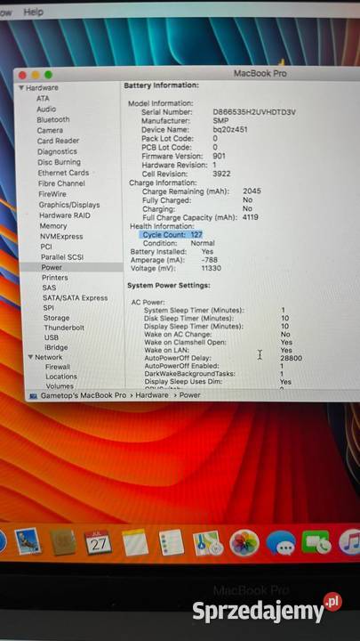 Macbook 13pro 2017 256gb 256GB Warszawa