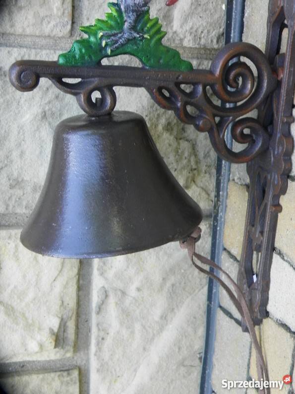 Zjawiskowy żeliwny dzwon dzwonek kogut Antyki Kraków