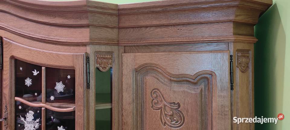 Kredens dębowy witryna dębowa biblioteka z Sypniewo