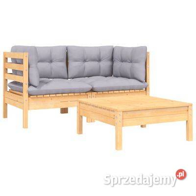 vidaXL 3cz zestaw wypoczynkowy do ogrodu szare Dom i Ogród Warszawa